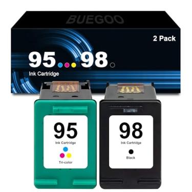 Imagem de BUEGOO Pacote combo de cartucho de tinta 95 98 C8766W C9364W compatível com Officejet 150 100 6310 PhotoSmart 8050 C4180 C4150 Deskjet 460 5940 impressora | 1 preto, 1 tricolor