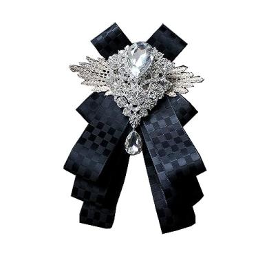 Imagem de Chamvino Master of cerimonies bridegroom padrinhos vestido de banquete terno gravata borboleta broche cavalheiro grande broche de laço de diamante (opção multicolorida), Zinco, Pirita de ferro