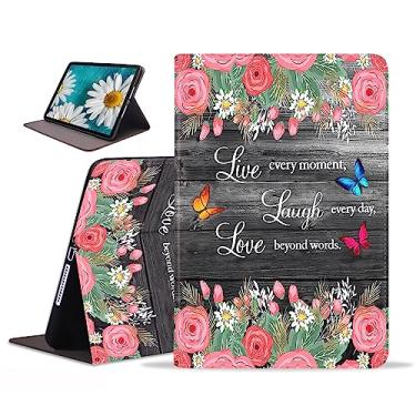 Imagem de stmedazm Capa para Samsung Galaxy Tab S9 2023 de 11 polegadas [SM-X710/X716B/X718U], capa fina de couro PU, suporte ajustável com despertar/hibernar automático para Galaxy Tab S9 2023 - citação floral