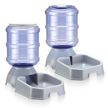Imagem de Conjunto de 2 comedouros e bebedouros automáticos para animais de estimação, tigelas para cães e gatos, recipiente de armazenamento de alimentos e água por gravidade, suprimentos para animais de