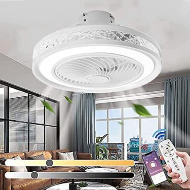 Imagem de Ventilador de teto LED moderno com luz, lâmpada de teto com ventilador ajustável ultrassilencioso com controle remoto Ventilador de teto regulável com iluminação Lâmpada de teto com remendo