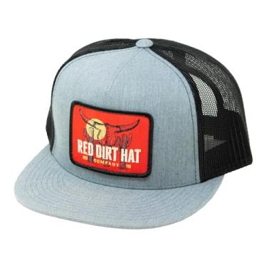 Imagem de Red Dirt Hat Company Boné snapback ajustável com 5 painéis (cinza mesclado/preto - Boone), Preto/Branco - Boone
