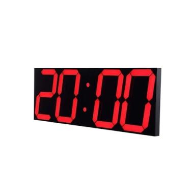 Imagem de Relógios de Parede Relógio de parede digital led, calendário grande, multi funcional, controle remoto, temporizador de contagem regressiva, temperatura, alarme de minuto mudo Decoração (Color : Red)