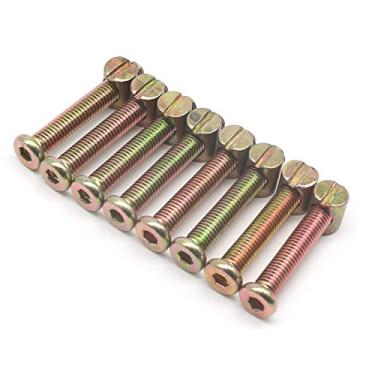 Imagem de Pacote de 8 M8 x 60 mm Hex Drive Soquete Furniture Parafuso, Também para Berço Cadeiras Camas, Rosca Completa com M8 x Porca de Barril de 15 mm, Banhado a Zinco