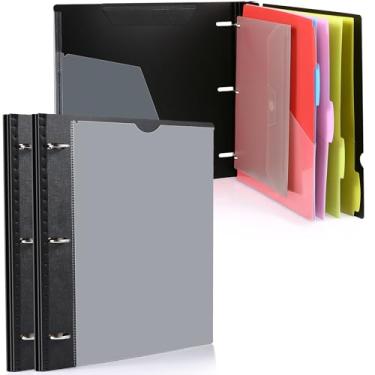 Imagem de WOT I Organizador de projetos telescópicos 2 peças, pasta de bolso recarregável com 3 anéis com capa frontal personalizada + bolso transparente para catálogo + 5 divisórias de aba de bolso duplo +