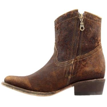 Imagem de Corral Boots Bota feminina estilo ocidental, bico redondo, couro de cordeiro, cano curto, bota marrom chocolate, Marrom, 39 BR