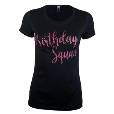 Imagem de MISS POPULAR Camiseta de aniversário feminina com estampa de peito | Glitter Birthday Girl, Queen, Squad, Its My Birthday | Tamanhos P-3GG, Esquadrão de aniversário - ouro rosa, GG