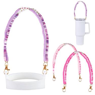Imagem de 3 peças de suporte de garrafa de água com alça, rosa, roxo, rosa choque, acessórios para copos Stanley, 850 g, 1,134 g, 590 ml, suporte de copo Stanley com alça compatível com acessórios de copo