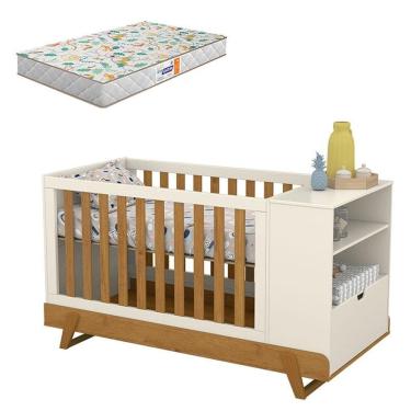 Imagem de Berço Multifuncional Bkids Off White Freijó Eco Wood com Colchão Gazin - Matic