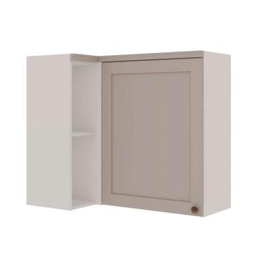 Imagem de armário aéreo de canto iluminata 1 pt branco e 