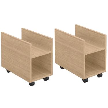 Imagem de Kit 02 Suportes Para Cpu E Nobreak Com Rodízios Guide L03 Amadeirado - Lyam