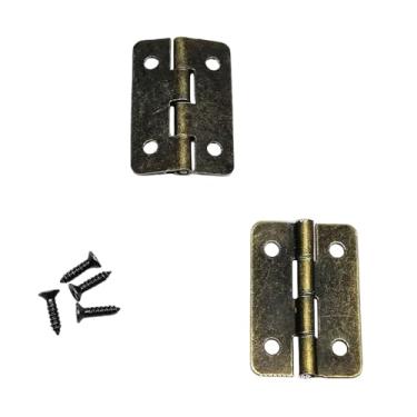 Imagem de 12 peças dobradiça de caixa de madeira com parafuso para baú de joias presente caixa de música de vinho porta de armário de casa de bonecas bronze antigo 21x30mm, bronze 21x30mm