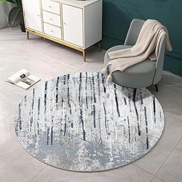Imagem de Tapetes modernos cinza azuis redondos 80cm 100cm 120cm 140cm 160cm 200cm Sala de estar Quarto Cabeceira Grande Tapete Pendurado Cobertor Cadeiras Tapete Tapete de Yoga, Diâmetro 160cm / 5,2