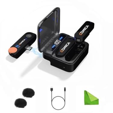 Imagem de comica Vimo S-UC Professional Microphone,Wireless Lavalier System TX+TX+RX for Android & Video Recording,Interview and Vlogging,2.4G Dual-Channel Recording with Charging Case Black