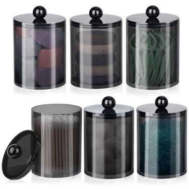 Imagem de XIPENGKEJI Pacote com 6 suportes Qtip - 283 g, 340 g, dispensador Qtip para armazenamento de vasilhas de banheiro, organizador de maquiagem, para bola de algodão, cotonete, redondos de algodão,