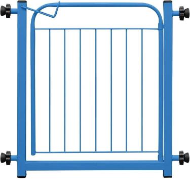 Imagem de Portão Portãozinho 69cm Pet Portátil Dobrável Azul Com Prolongador