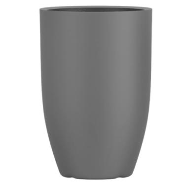 Imagem de Vaso Redondo Fibra De Vidro Vitrificado Madri 44cm Decorativo (Cinza Fosco)