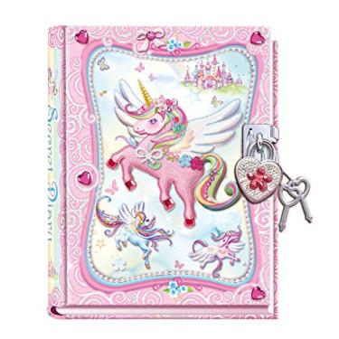 Imagem de DUDUBUY Diário mágico de unicórnio com cadeado para crianças, diário de meninas, 13 x 19 x 19 cm, caderno secreto fofo com cadeado com 2 chaves para crianças, escrevendo, desenho, unicórnio, presentes