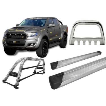 Imagem de Kit Quebra Mato Estribo Plataforma Santo Antônio H3 Ranger 13/20 Croma