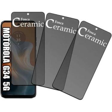 Imagem de Kit 3 Películas Cerâmica Fosca Privacidade para Moto G34 - HUANG