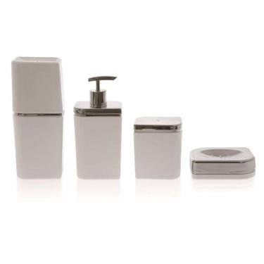 Imagem de Conjunto Banheiro 4 Pçs Petala Porta Escova Sabonete Algodão -  CBP 715 Ou