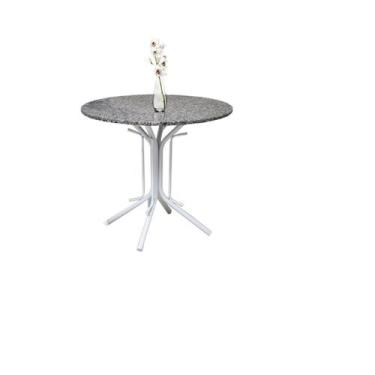 Imagem de Mesa Jantar Somente Base branca + Tampo Granito 90cm Redondo 15mm - Ql