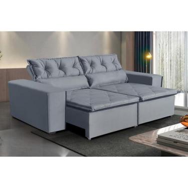 Imagem de Sofá Paraná 2,00 metros Retrátil e Reclinável  Veludo Cinza  Sofá na W