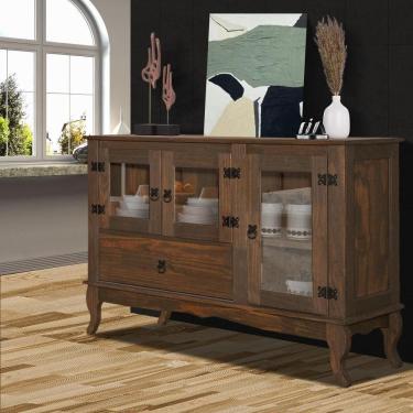Imagem de Buffet Aparador Rústico Madeira Maciça Imbuia Alaida Shop Jm