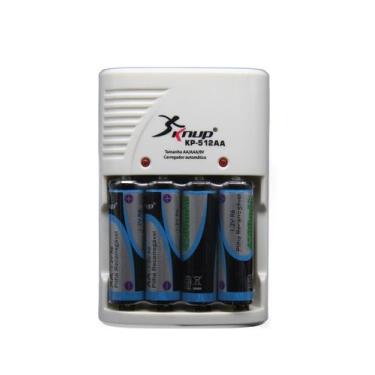 Imagem de Carregador De Pilhas Knup Bivolt Com 4 Pilhas Aa