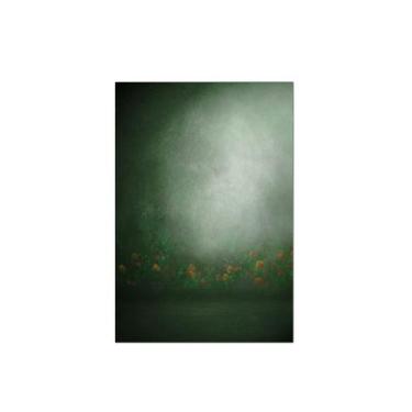 Imagem de Fundo Fotográfico 1,50 X 2,20 - Gestante Verde Com Flores Esfumadas 00