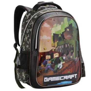 Imagem de Mochila Costas Infantil Escolar Grande Gamecraft Zumbi - Denlex