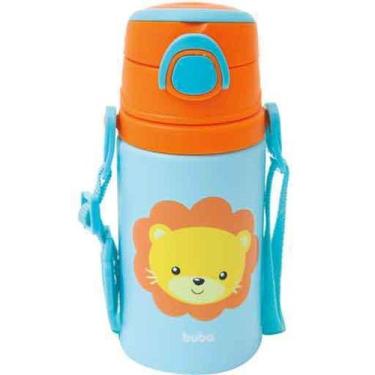 Imagem de Garrafinha Alumínio Com Canudo Animal Fun Leão 400Ml - Buba, 450ml