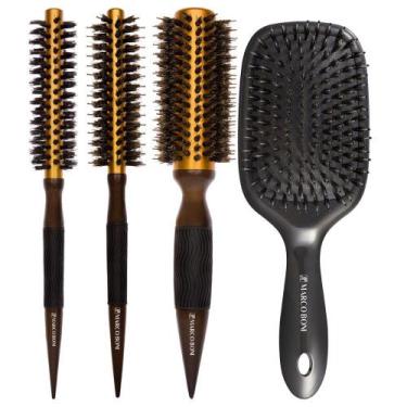 Imagem de Kit escovas termicas metalicas E raquete almofadada marco boni - Genér