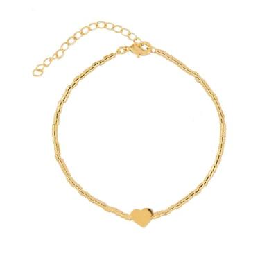 Imagem de PRI ACESSORIOS - Pulseira Semijoia Canutilho Coração Dourado