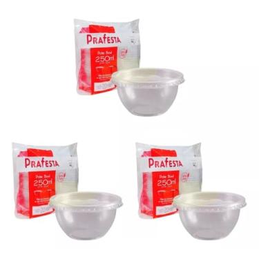 Imagem de Bowl Descartável Redondo 250ml Pote Plástico Tampa - 60unids