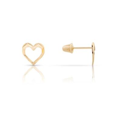 Imagem de Brinco Coração Vazado Ouro 18k Com Diamantado Em Riscos 6,5mm - Infant