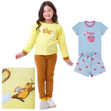 Imagem de  KIT PRONTO 2 Pijamas Infantis Menina 1 ao 10 anos 100% Algodão DETALH