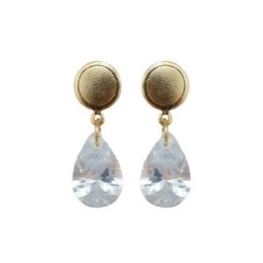 Imagem de Brinco Pequeno Gota Cristal Folheado Ouro 18k - MIXFOLHEADOS