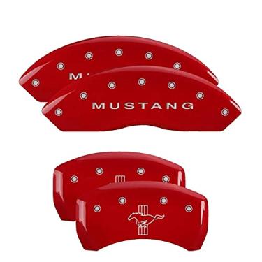 Imagem de MGP Caliper Covers 10197SMB1RD para Ford Mustang 2005-2009 - Capas de freio vermelhas gravadas com Mustang/Bar & Pony (S197)
