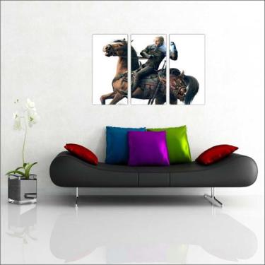 Imagem de Quadro Decorativo Game The Witcher Quartos Salas Com 3 peças Com Moldu