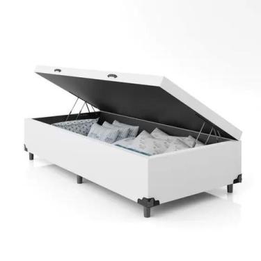 Imagem de Base Cama Box Solteiro com Baú 42x88x188cm - Veneza Estofados, Branco