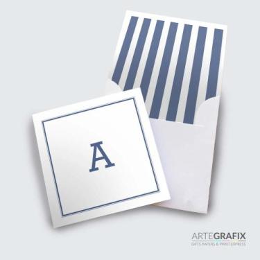 Imagem de Cartão Agradecimento Azul com Inicial - Artegrafix