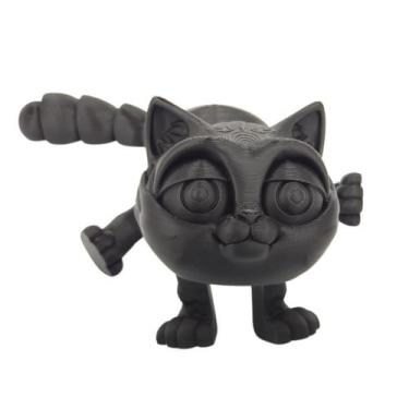 Imagem de Gato dengoso articulado flexível impressão 3D 24cm - Garcia 3D, Preto