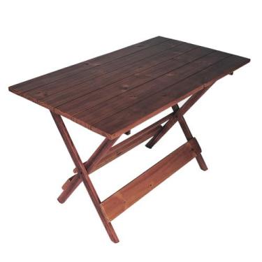 Imagem de Mesa Dobrável 120x70 Madeira Maciça Bar Lanchonete Cor Café - Grandis 