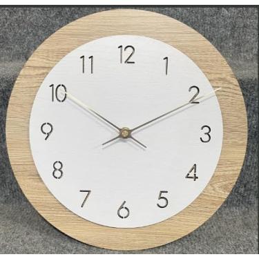 Imagem de Relógio de parede silencioso redondo de 28 cm, analógico, digital, operado por bateria, sem tique-taque, para sala de estar, cozinha, quarto, escritório, decoração de casa vintage