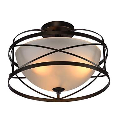 Imagem de Warehouse of Tiffany C19003/3 Bertrand Persiana de vidro fosco com 3 luzes embutidas