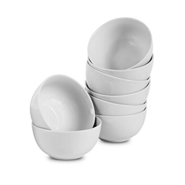Imagem de Klikel Pacote com 6 tigelas de sopa brancas de 453 ml – Conjunto de louça de porcelana segura para lava-louças e micro-ondas – Grande tigela para salada de macarrão de cereais – 453 ml – 14,5 cm redonda, Branco, Round Plain, 1