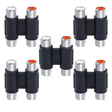 Imagem de Acoplador RCA, pacote com 5, adaptador RCA fêmea para RCA fêmea, extensão de cabo de áudio e vídeo para amplificador, subwoofer