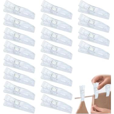 Imagem de 20 peças de clipes de gancho para persianas de papel plissadas, clipes de plástico multifuncionais, clipes de plástico transparente, clipes de dedo fortes para persianas de janela, clipes que seguram