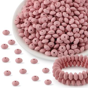 Imagem de Kovict 300 peças de contas de lentilha de silicone de 12 mm, contas espaçadoras de silicone para fabricação de colar, pulseiras, contas de silicone para fabricação de chaveiros e contas focais de